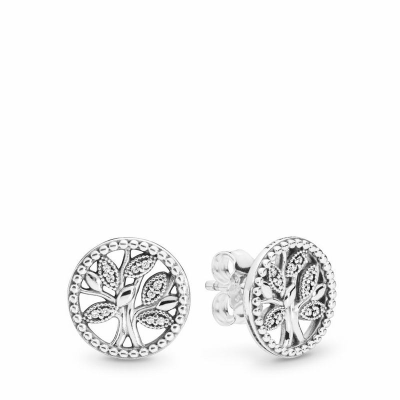 Pandora Trees Of Life Stud Earrings - Sterling Silver/Cubic Zirconia - Canada | EH4938UT